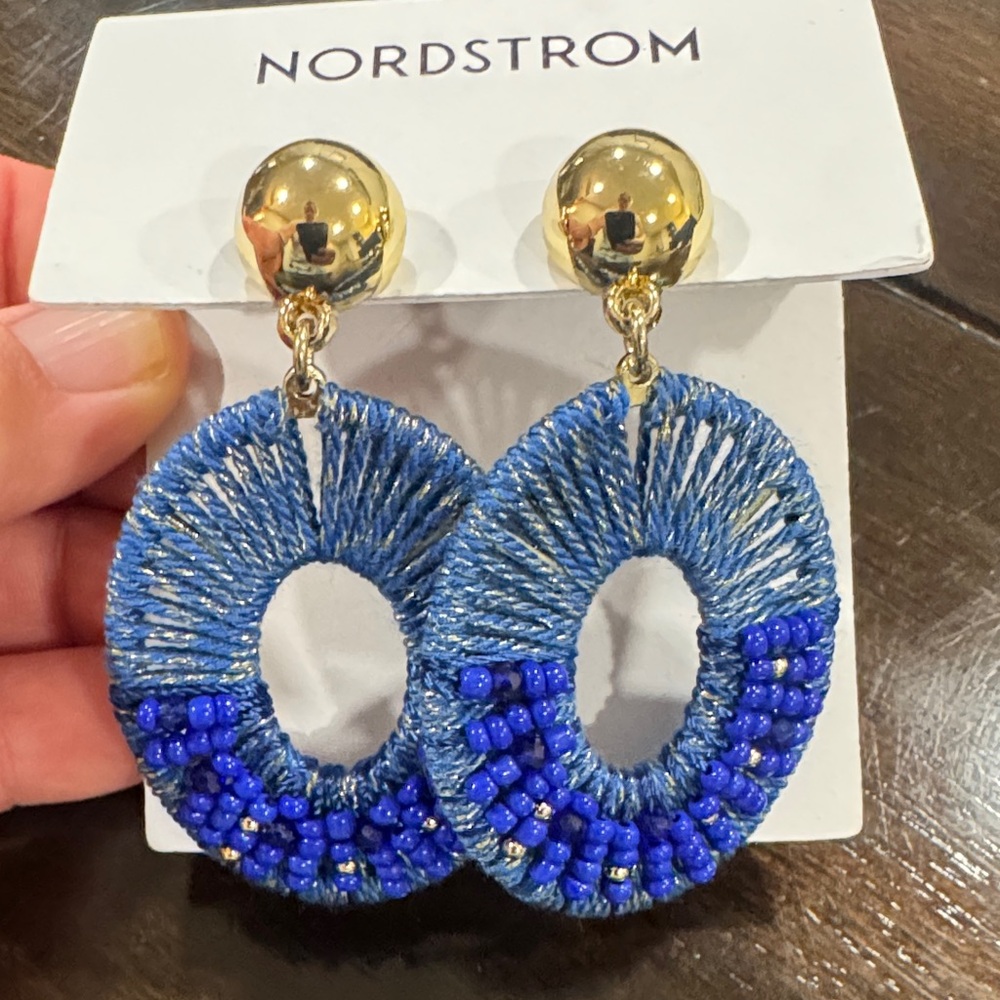 Nordstrom Gold and Blue Woven Earrings